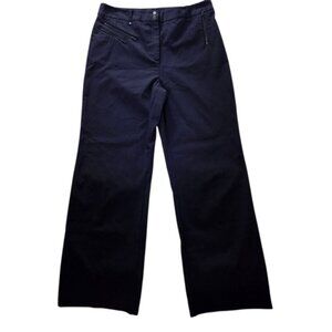 Jeanne Pierre Navy Blue Wide Leg High Rise Trousers Size 16